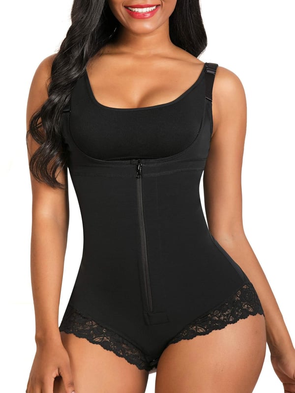 SHAPERX: faja tipo body de busto abierto, con cremallera y ganchos